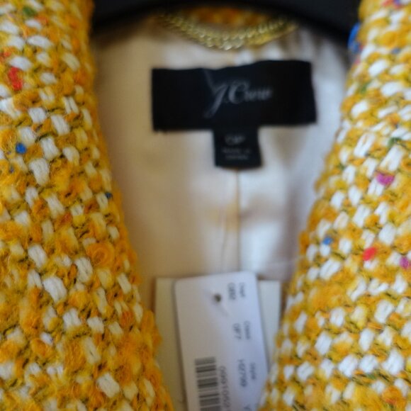 J.Crew Daphne yellow tweed coat Petite 0 0P - Picture 6 of 16